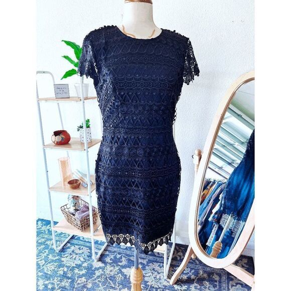 Francesca Black Dainty Laced Mini Dress - Picture 1 of 5